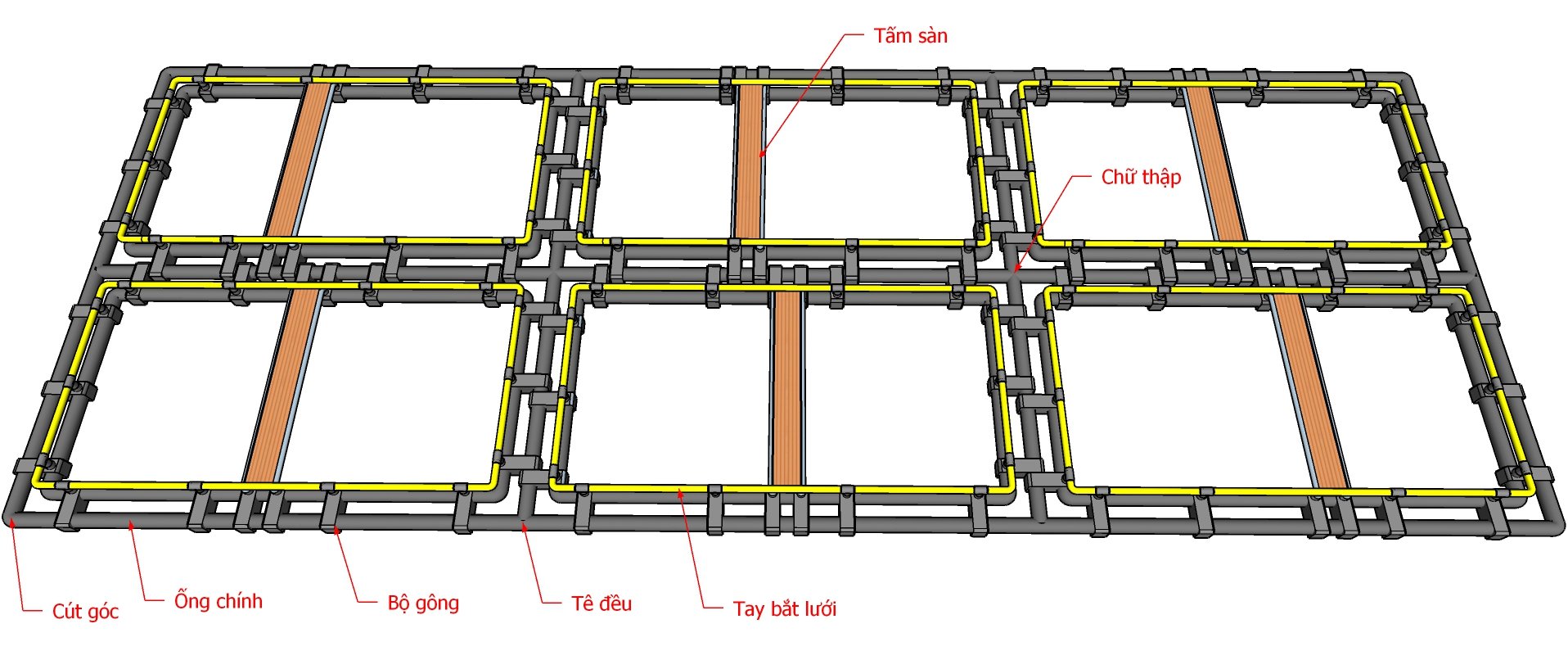 Sản phẩm lồng nổi HDPE nuôi cá trong môi trường nước mặn, lợ